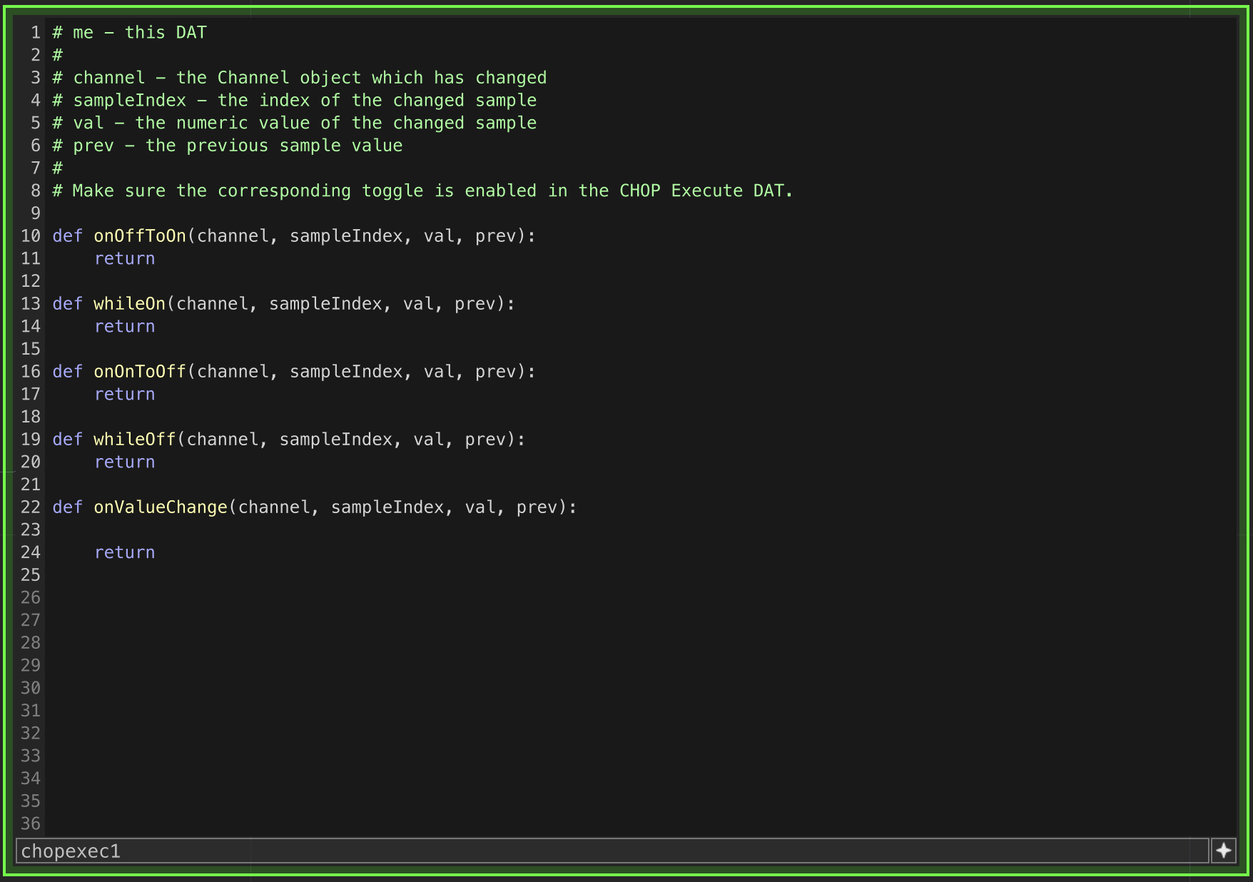CHOPexec Settings