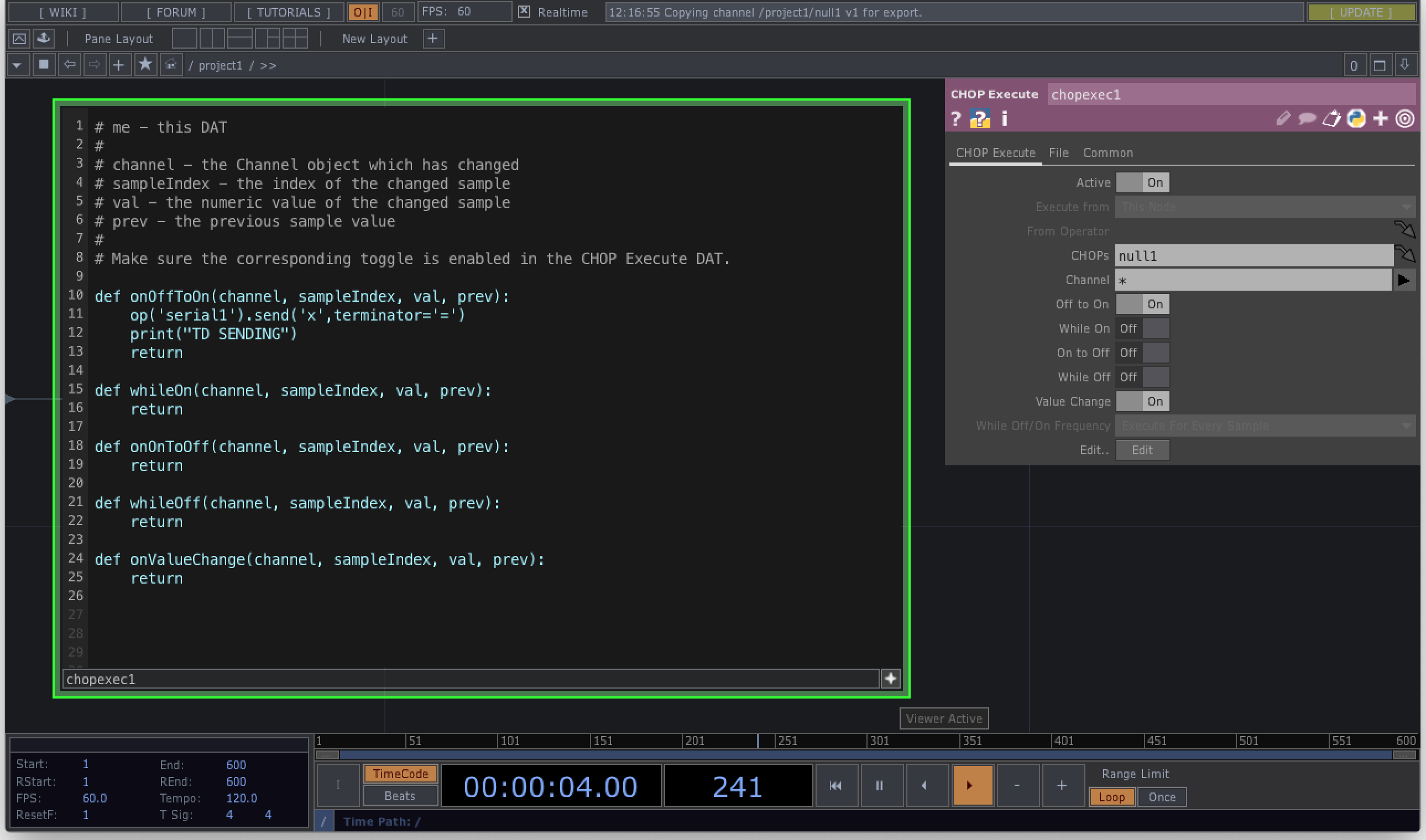 ChopExecute Script Serial Communication Network
