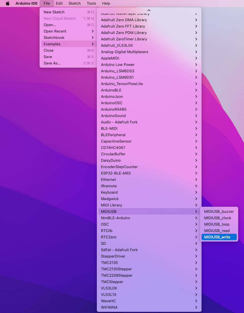 Include MIDIUSB Library
