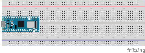 Arduino Nano 33 IoT in a breadboard Breadboard of Arduino Nano 33 IoT with Buttons connected to D2, D3, D4