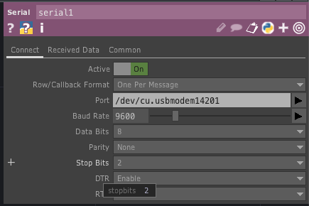 Serial DAT Settings Serial DAT Settings