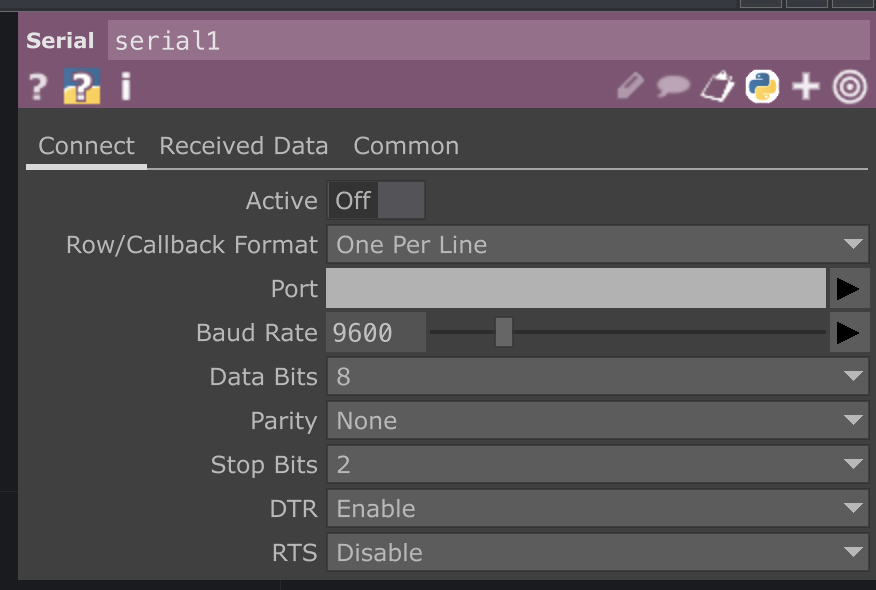 Serial Dat Parameters Empty Serial Dat Parameters Empty
